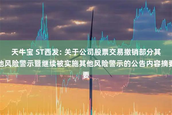 天牛宝 ST西发: 关于公司股票交易撤销部分其他风险警示暨继续被实施其他风险警示的公告内容摘要
