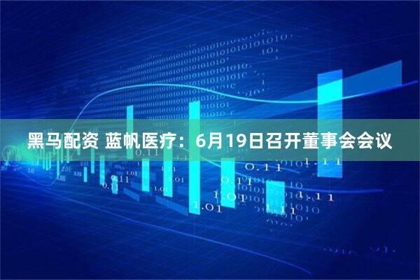 黑马配资 蓝帆医疗：6月19日召开董事会会议