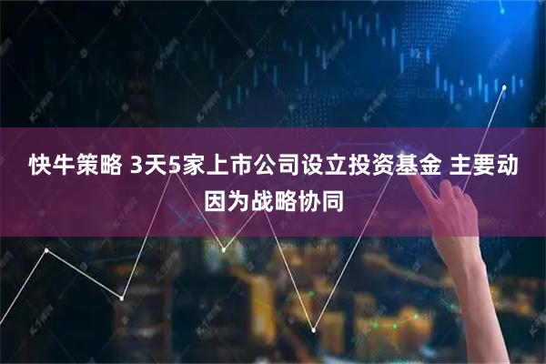 快牛策略 3天5家上市公司设立投资基金 主要动因为战略协同