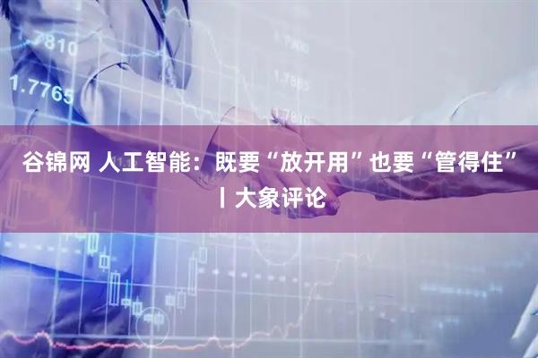 谷锦网 人工智能：既要“放开用”也要“管得住”丨大象评论