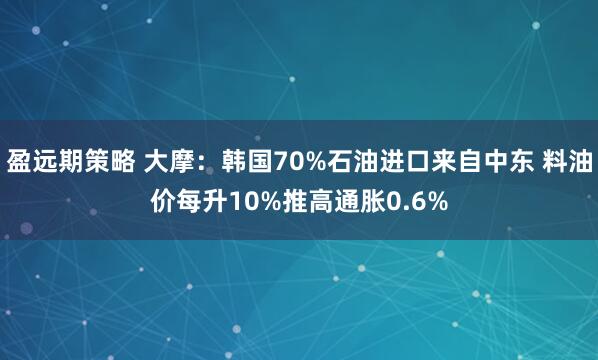 盈远期策略 大摩：韩国70%石油进口来自中东 料油价每升10%推高通胀0.6%